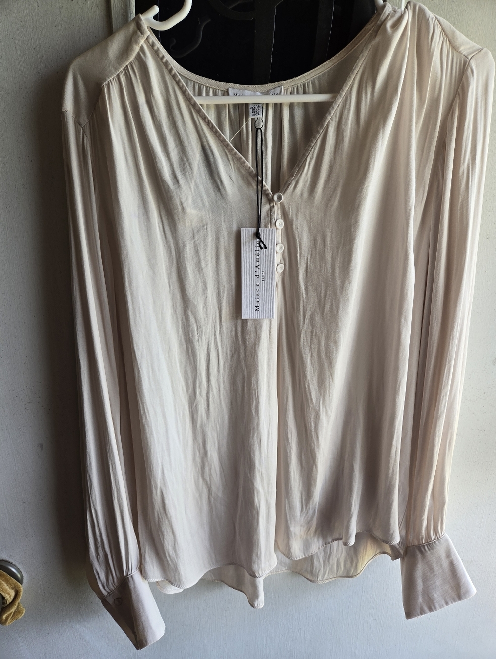 Maison d'Amélie Cream Blouse - Elegant V-Neck Top NWT